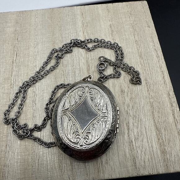 Vintage Delft Blue Porcelain Locket Necklace 24" Hand Painted Dutch Windmill - Picture 5 of 8